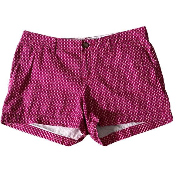 Old Navy Chino Shorts Pink with Small Flowers Size 4 Cuffed Side Pockets - Picture 1 of 14